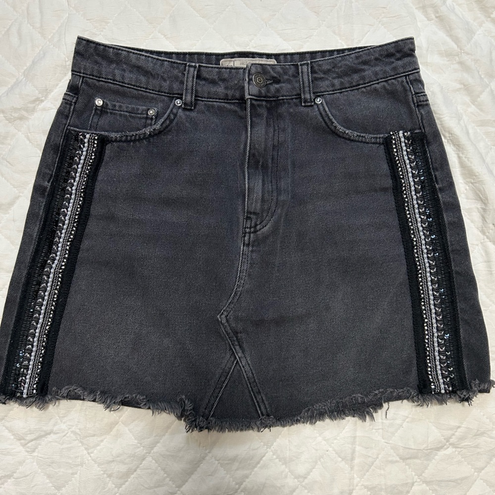 Free People Black Jean Shorts with Sequin Detail